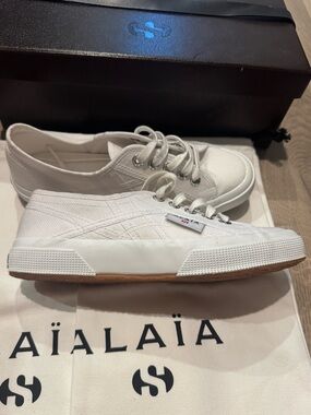 Alaia x Superga White Canvas Low Top Sneakers